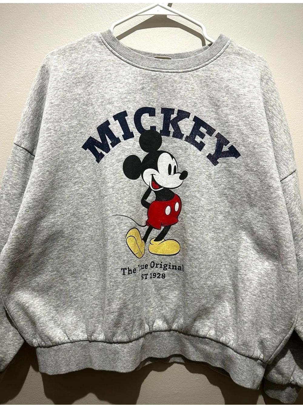 Disney H&M Mickey Mouse "The True Original" Oversized Puffy Sleeve Sweatshirt